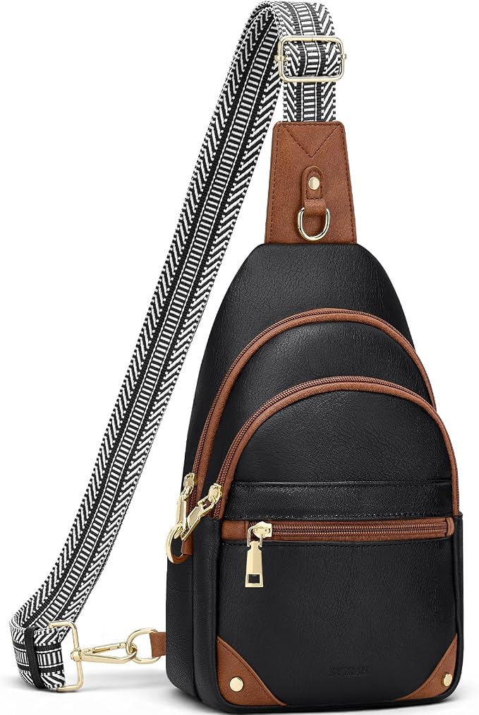 SYTRAH Anti Theft Crossbody Bags for Women, RFID Sling Bag Travel Purse, RFID Cross Body Purses Chest Bag for Travel Black Brown