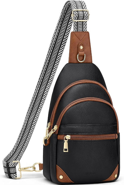 SYTRAH Anti Theft Crossbody Bags for Women, RFID Sling Bag Travel Purse, RFID Cross Body Purses Chest Bag for Travel Black Brown