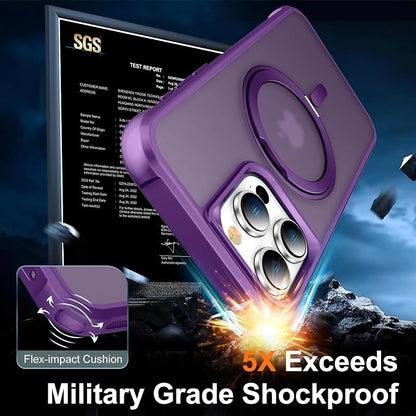 360° Magnetic Swivel Ring for iPhone 13 pro case, Built-in Metal Stand and Ring Holder, Magsafe Compatible, Military Grade Protection, Shockproof - Purple
