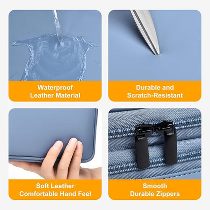 Portable Charger Organizer Travel Case Shockproof Power Bank Bag for Anker/Jackery/RAV/20000mAh Power Bank Leather Waterproof Electronic Case for PowerCore (Gray&Blue, Double Layer)