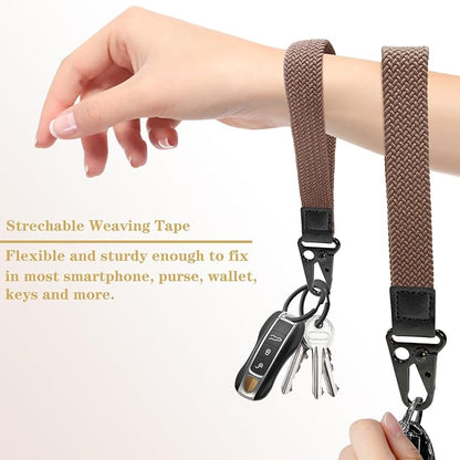 Stretchy Wristlet Keychain, Wrist Lanyard Strap Key Chain Holder to Hold Keys Wallet Phone ID Badge for Men Women