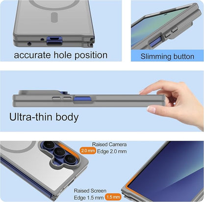 Pilaru for Samsung Galaxy Z Fold 7 case [Compatible with Magsafe] Translucent Matte Magnetic Phone Case,Slim Thin Duty Shockproof Protection Z Fold 7 Cover -Gray