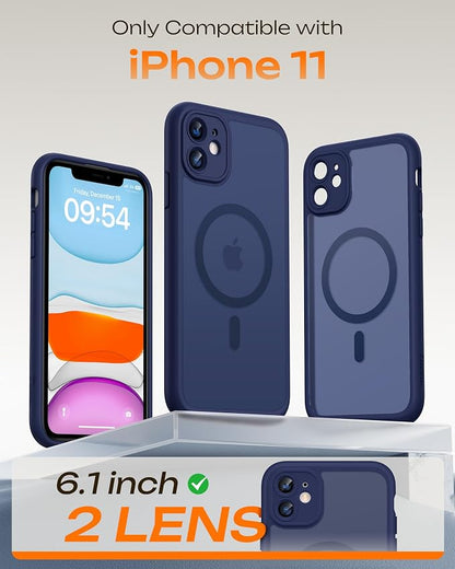 TOCOL for iPhone 11 Case, Compatible with Magsafe, Full Camera Protection, Built-in Magnets, Drop Protection, Translucent Matte Phone Case for iPhone 11 6.1 inch (Dark Blue)