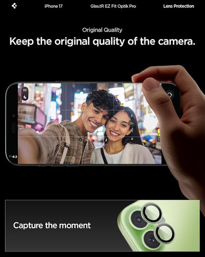 Spigen Camera Lens Screen Protector [GlasTR EZ Fit Optik Pro] Designed for iPhone 17 [Case Friendly] - Sage [2 Pack]
