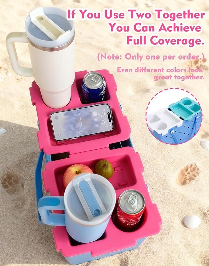 Top Cup Phone Holder Tray Storage Lid for Stanley Compatible with Bogg Bag XL Cover, Cup Organizer Holder Waterproof Silicone Multifunctional Storage Box for Outdoor Beath Camping Travel (Red, L)