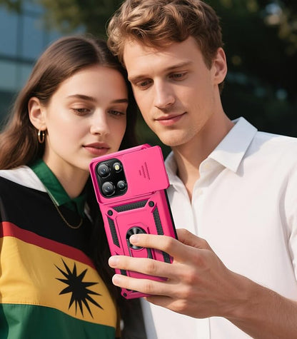 Taisairu for Motorola Moto G 2025/G 2026/G Play 2026 Case with Screen Protector & Slide Camera Lens Cover, Built-in Ring Stand Case for Moto G 2026/G 2025/G Play 2026 (Hot Pink)