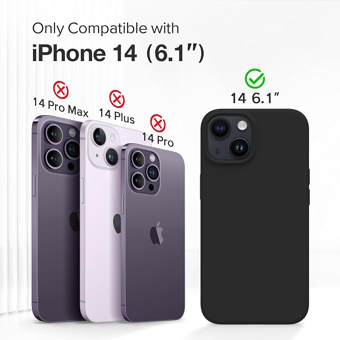 GONEZ Magnetic for iPhone 14 Case, Compatible with Magsafe, with Screen Protector + Camera Protector, Anti-Scratch Microfiber Lining, Liquid Silicone Shockproof Protective Phone Case, Black