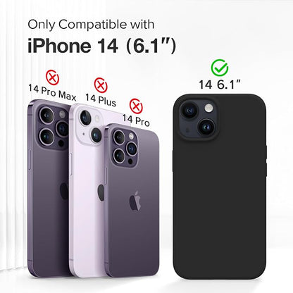 GONEZ Magnetic for iPhone 14 Case, Compatible with Magsafe, with Screen Protector + Camera Protector, Anti-Scratch Microfiber Lining, Liquid Silicone Shockproof Protective Phone Case, Black