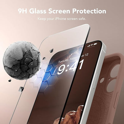 Magnetic for iPhone 16 Case, Compatible with MagSafe, [Screen Protector + Full Camera Protection], Silicone Shockproof Anti-Scratch Protective Phone Case for iPhone 16 6.1", Brown