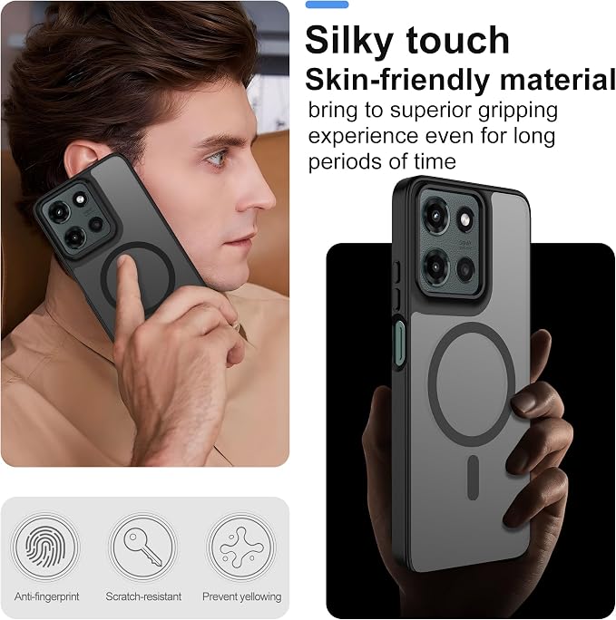 For Motorola Moto G 2025/2026 Case & Moto G PIay 2026 Case,Translucent Matte Compatible with Magsafe [Military-Grade Protection] with Screen Protector Shockproof for G 5G 2025/2026 & G PIay 2026-Black