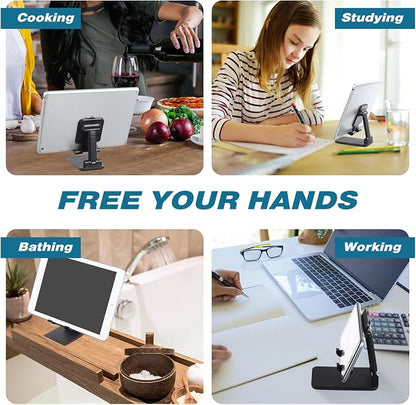 48 Pcs Cell Phone Stand for Desk Phone Holder Stand Foldable Angle Height Adjustable Portable Holder Tablet for Office Travel Photography (Black)
