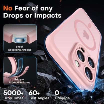 TOCOL for Phone 14 Pro Case, Compatible with Magsafe Charger, Full Camera Protection, Drop Protection, Translucent Matte Phone Case for iPhone 14 Pro 6.1 inch (Light Pink)