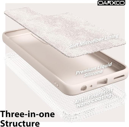 oakxco for Motorola Moto G Power 5G 2024 Phone Case Liquid Silicone, Thin Slim Soft Rubber Gel TPU Plain Simple Cover for Women Girl Cute, Matte Solid Color, Beige Stone Cream