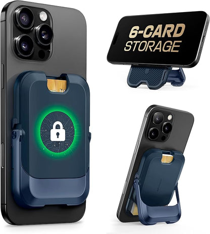 SUPCASE for MagSafe Wallet with Stand, Magnetic Wallet for Men Women, [Hold 6 Cards] [RFID Blocking] [Strong Magnetic Lock] Phone Stand Card Holder for iPhone 17/16/15/14/13/12 Series, Midnight Blue