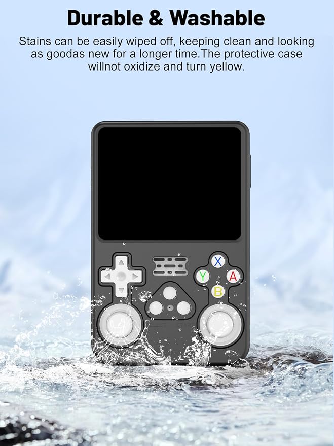 Silicone Protective Case for Anbernic R36S Game Console, Full-Body Protective Cover with Precise Cutout, Shockproof Dustproof Protector Sleeve & Scratch-Resistant Sleeve (Black)