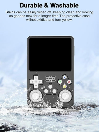 Silicone Protective Case for Anbernic R36S Game Console, Full-Body Protective Cover with Precise Cutout, Shockproof Dustproof Protector Sleeve & Scratch-Resistant Sleeve (Black)
