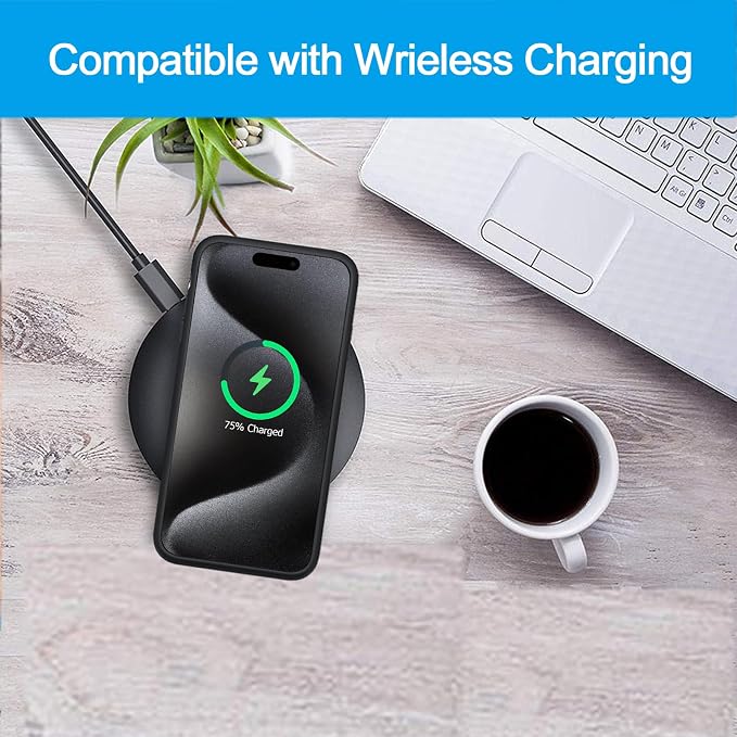 Battery Case for iPhone 15 Pro, Upgraded 10000mAh Battery Pack Rechargeable Charger Case with Carplay Wireless Charging Compatible for iPhone 15 Pro(6.1 inch) External Battery Charging Cover(Black)