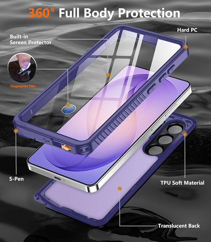 Temdan Designed for Samsung Galaxy S26 Ultra Case Waterproof, Built-in Lens & Screen Protector Military Grade Shockproof Dropproof IP68 Underwater Full Body Phone Case for Galaxy S26 Ultra 6.9"-Purple