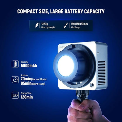 NEEWER HB80C 80W RGBWW LED Video Light with 72Wh Battery & 100W PD Fast Charging, 10400lux/m Brightness, 2500K-7500K CCT, 18 Lighting Effects, Bowens Spotlight for Studio Photography & Video Recording