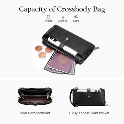 befen Leather Wristlet Wallet for Women Cell Phone Purse with Built in Wallet Vintage Leather Crossdody Bag Clutch Purse