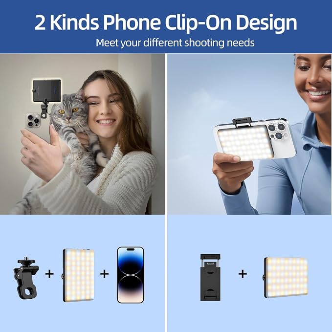 Led Selfie Light,Phone Clip,3000mAh Rechargeable, Photo Light with 3 Modes, Portable Led,iPhone,Laptop,Pictures,Video Recording,TikTok, Selfie,Live,Vlog