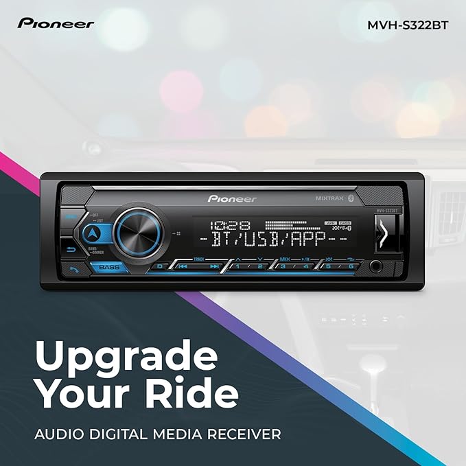 Pioneer MVH-S322BT Bluetooth Car Stereo with USB/AUX Inputs, Smartphone Connectivity, Pioneer Smart Snyc, and Hands-Free Calling for Enhanced in-Car Audio Experience