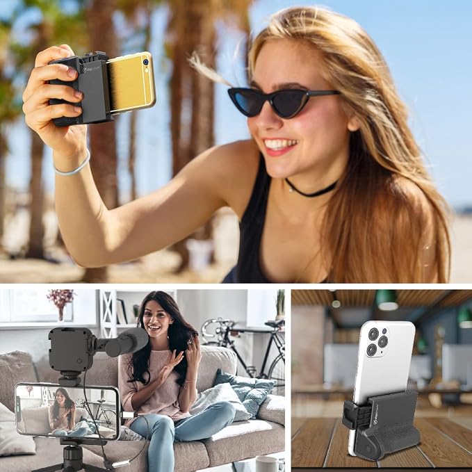 DigiPower Pocket Grip Stabilizer with Wireless Shutter Remote & Table-Top Mini Tripod for Mobile Phone, Works with iPhones & Android Smartphones for Filming YouTube, TikTok, & Instagram Videos,