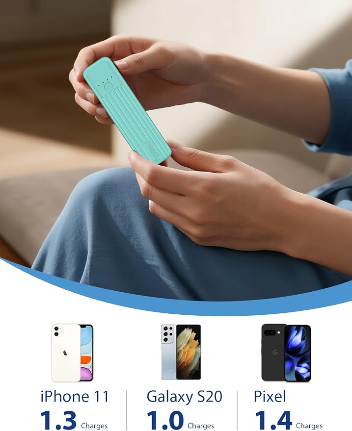 Miady 2-Pack Small Portable Charger 5000mAh Power Bank Travel Battery Pack | Dual USB丨Pocket Size丨Lightweight丨for Backpack丨Compatible with iPhone Android丨18.5Wh丨Flight-Safe丨Ultra-Compact丨Green+Purple