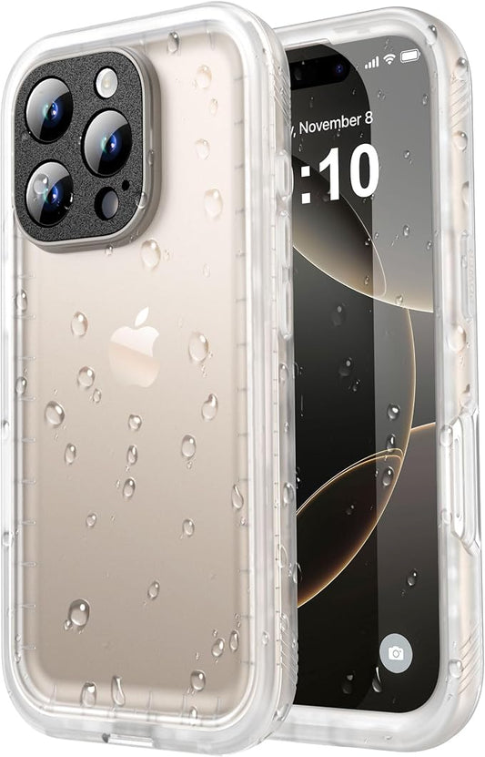 SPORTLINK for iPhone 16 Pro Max Case - IP68 Waterproof Military Protective Full Body Heavy Duty Shockproof 360 Sealed Dustproof with Screen Protector Cover for i Phone 16 Pro Max 6.9" Frosted Clear