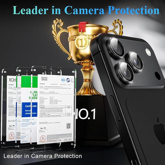 YWXTW Camera Lens Protector for iPhone 17 Pro/iPhone 17 Pro Max, [1 Step Installation Tray] Tempered Glass Screen Protector Metal Individual Camera Cover Accessories Case Friendly (Transparent)