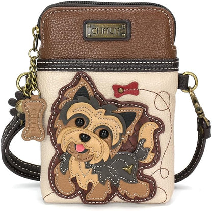 CHALA Dog Collection Cell Phone Crossbody Purse-Women PU Leather/Canvas Multicolor Handbag with Adjustable Strap
