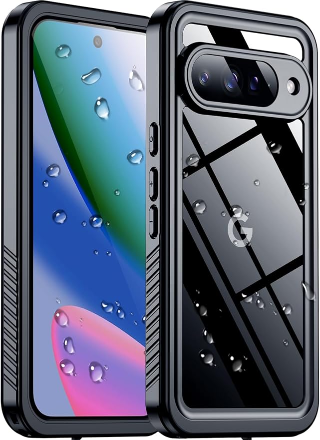 SPIDERCASE for Google Pixel 10 Case Waterproof, [12FT Military-Grade Drop Protection] [IP68 Water Resistance] [Privacy Screen Protector] Full Body Protection Phone Case-Black