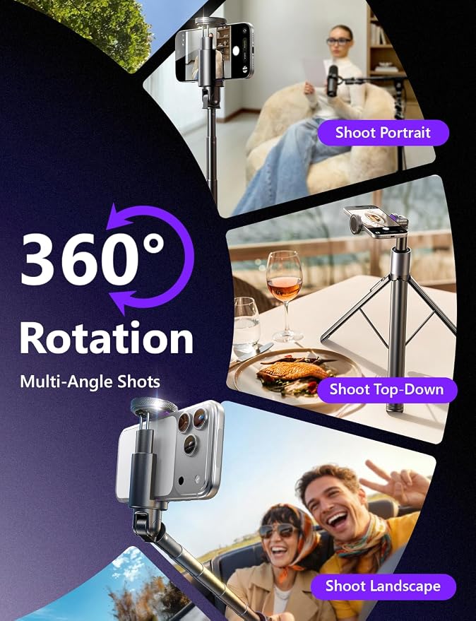 LISEN 67" Phone Tripod for iPhone, [0.1s-Open] Selfie Stick Tripod with Remote, Extendable Cell Phone Tripod Stand, Perfect for Travel Video Recording Live Stream Vlog for iPhone 17 Pro Max & Android