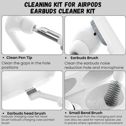 32-in-1 Electronics Cleaning Kit - Keyboard, Phone, Computer & Laptop Cleaner Kit - Compatible for MacBook, AirPods & iPhone Charger Port Cleaning Tool - Tech Gadget Cleaner - White