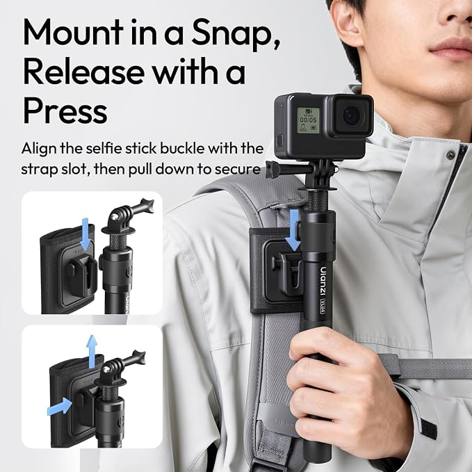 44.88" Invisible Selfie Stick for Insta360 X5/X4/X3/DJI Osmo 360 - ULANZI VL04 ClipMate Extension Pole with Universal 1/4" Mount for Insta360/GoPro/DJI OSMO Pocket 3/Xtra Muse Action Cameras