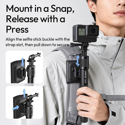 44.88" Invisible Selfie Stick for Insta360 X5/X4/X3/DJI Osmo 360 - ULANZI VL04 ClipMate Extension Pole with Universal 1/4" Mount for Insta360/GoPro/DJI OSMO Pocket 3/Xtra Muse Action Cameras