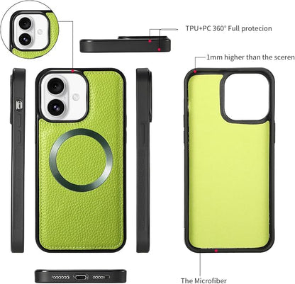 Crossbody Wallet Case for iPhone 16 6.1", Magnetic Detachable PU Leather Phone Case with RFID Blocking Card Holder Wristlet Mirror Flip Zipper Shoulder Purse Clutch for Women - Green