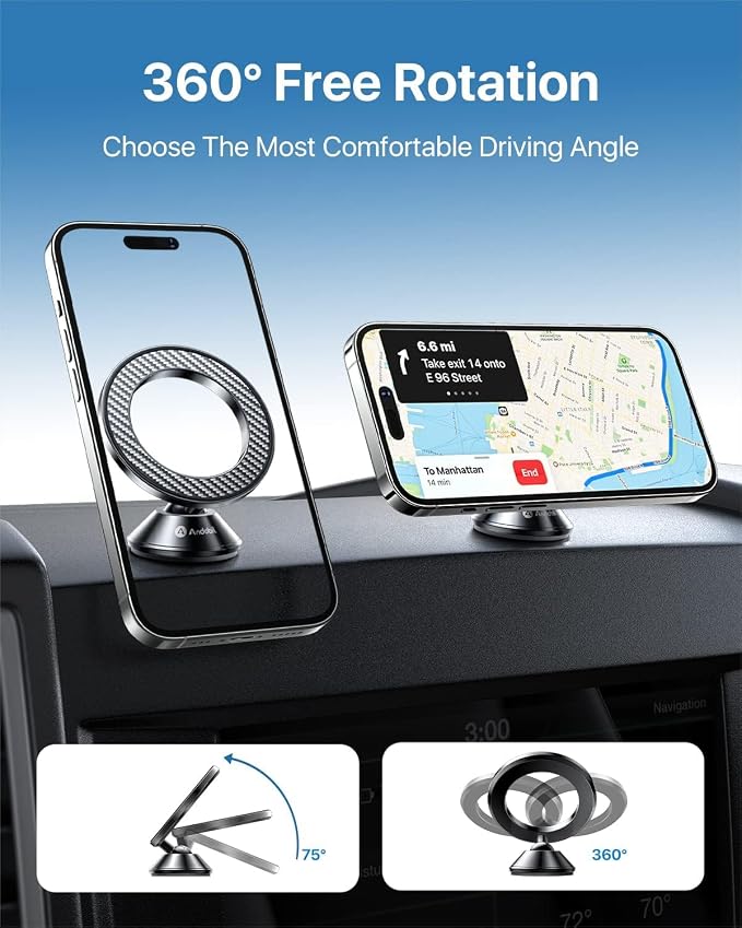 andobil for Magsafe Car Mount [20 Strongest Magnets & Upgraded 3M Adhesive] Dashboard Magnetic Car Phone Holder for iPhone 17 Pro Max 16 15 14 13 12 Cell Phone Holder Car for Samsung Galaxy S26/S25