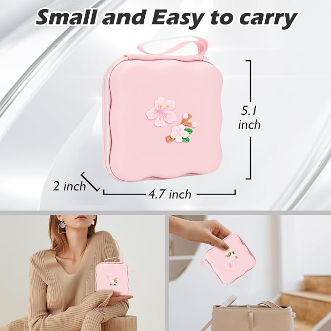CameCosy Phone Charger Storage Case Cover Sets with Cute Cable Protector for iPhone Charger, Wave Travel Storage Bag, Earphone Wire Saver Cable Organizer Soft Cute Cable Protector (Pink Flowers)