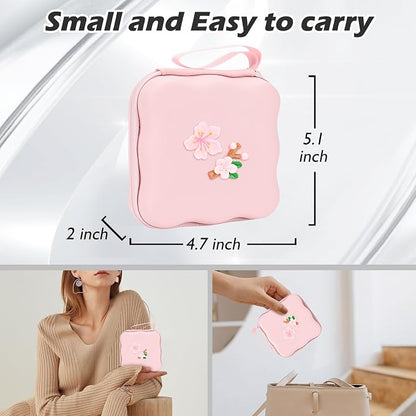 CameCosy Phone Charger Storage Case Cover Sets with Cute Cable Protector for iPhone Charger, Wave Travel Storage Bag, Earphone Wire Saver Cable Organizer Soft Cute Cable Protector (Pink Flowers)