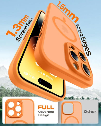 TOCOL for Phone 14 Pro Max Case, Compatible with Magsafe Charger, Full Camera Protection, Drop Protection, Translucent Matte Phone Case for iPhone 14 Pro Max 6.7 inch (Orange)