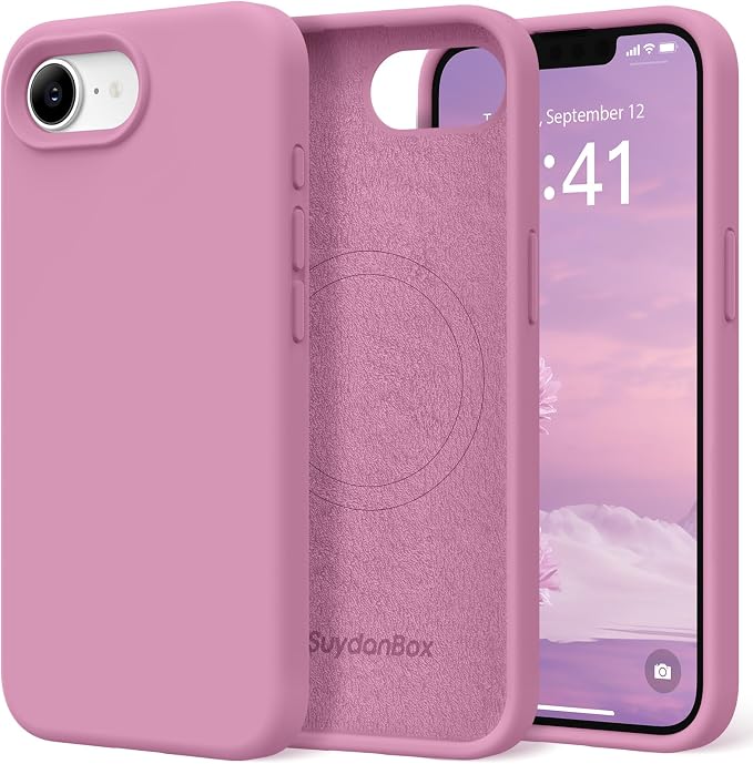 Magnetic for iPhone 17e/iPhone 16e Case, Compatible with MagSafe, [Soft Anti-Scratch Microfiber Lining] Slim Silicone Shockproof Protective Phone Case for iPhone 17e/16e 6.1", Blackcurrant