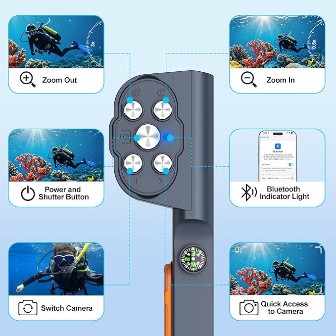 Beasyjoy Waterproof Phone Case, Underwater Snorkeling Diving Case for iPhone 16/15/14/13/12 Pro Max Samsung Galaxy S25/S24/S23 Ultra, Professional Scuba Dive Housing for Underwater Photo & Video, Blue