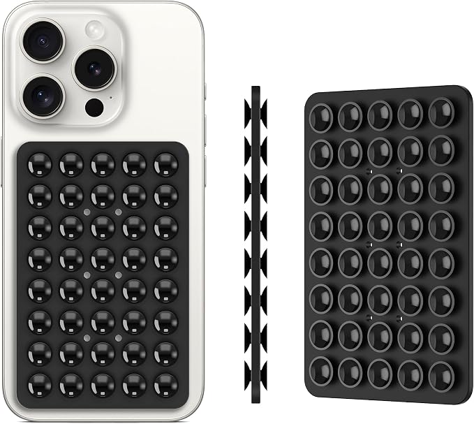 Double Sided Silicone Suction Phone Holder Mount, Silicon Accessory for iPhone and Android, Hands-Free Mirror Shower Phone Holder, TikTok Videos and Selfies (Combo D)