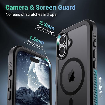 jaroco Magnetic for iPhone 17 Case, [Compatible with MagSafe][Military Grade Drop Protection][Heavy Duty Protection][Non-Slip][Shockproof] 2-Layer Durable Bumper Phone Case 6.3''-Black