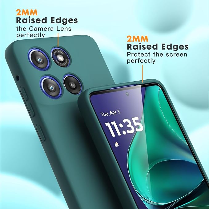 Case for Motorola Moto G Stylus 5G 2025, 2 Pack Tempered Glass Screen Protectors, Soft TPU Liquid Silicone Shockproof Gel Case-Midnight Green