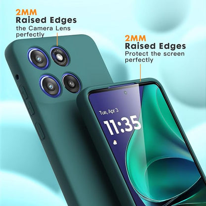 Case for Motorola Moto G Stylus 5G 2025, 2 Pack Tempered Glass Screen Protectors, Soft TPU Liquid Silicone Shockproof Gel Case-Midnight Green