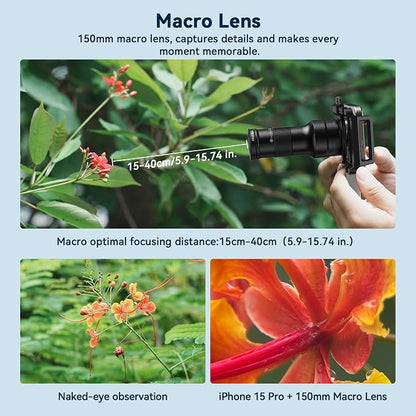 Evil eye 2 in 1 Phone Camera Lens Kit, 6X Telephoto Lens & 150mm Macro Lens with Universal Lens Clip, Phone Lens Attachment for iPhone and Andriod