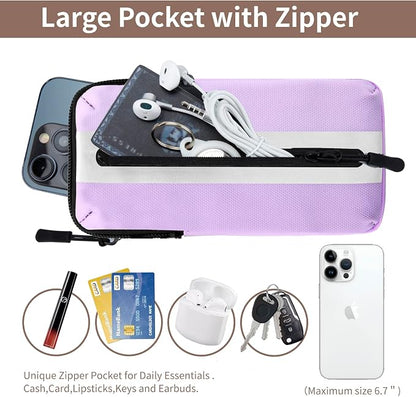 Prime Comfort Running Phone Holder Armband, iPhone Arm Bands for Exercise, Running Arm Bands for Cell Phone, Phone Purse Cell Phone Holder for Walking (Purple)