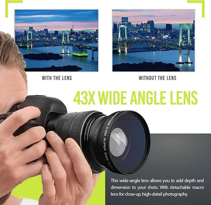 Ultra Deluxe Lens Kit for EOS M6 II, EOS M50 II, EOS M200 with 15-45mm Lens, EOS R10, EOS R50, EOS R100 with 18-45mm, Fuji X100V - Includes: 7pc 49mm Filter Set + 49mm Wide Angle and Telephoto Lens